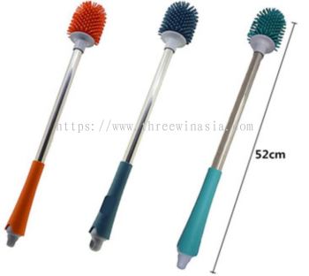 KR9773-RM5.60/UNIT 3507#52CM STAINLESS STEEL SILICONE TOILET BRUSH(6UNIT/PACK)