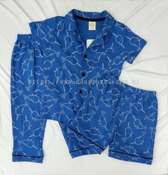 Set Pakaian Tidur Bayi Narwhal Biru