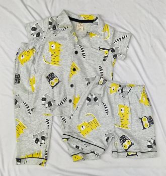 Grey and Yellow Infant Clothing Animal Pattern Set