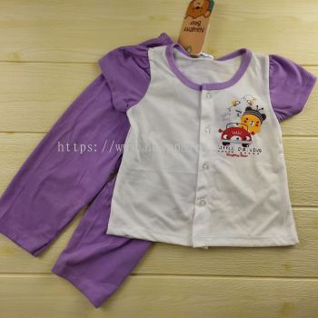 Purple and White Bee Pattern Sleepwear Set