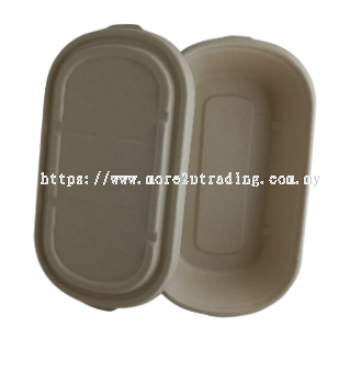 Biodegradable Sugarcane 1000ml Single Oval Container / Lunch Box (Set)