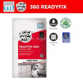 YTL QuickMix 360 ReadyFix Cementitious Adhesive For Installation Of Ceramic Tiles On Walls & Floors 25KG