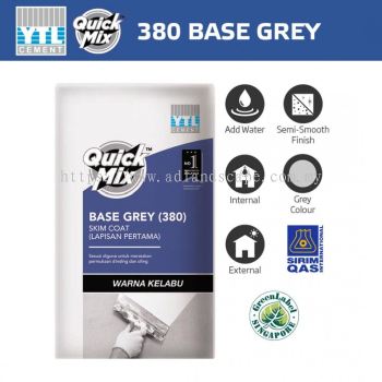 YTL QuickMix 380 Base Grey Water Resistant Polymer Modified Cementitious Skim Coat 25KG