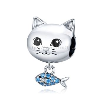 Cute Cat and Fish Dangle Charm