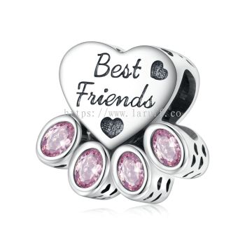 Best Friends Pink Paw Charm