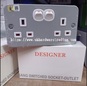 DESIGNER 13AMP 2 GANG Switched Socket - Outlet DS-8216