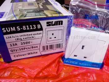 SUM S-8113 B/13A 3 Pin Switched Socket (Big Switch)