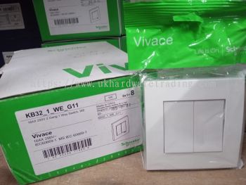 SCHNEIDER VIVACE 16AX 250V 2 GANG 1 WAY SWITCH (KB32_1_WE_G11)
