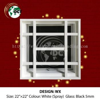 TINGKAP ALUMINIUM (CASEMENT) DENGAN GRILL BESI (WHITE SPRAY) + FRAME BESI 22" X 22"