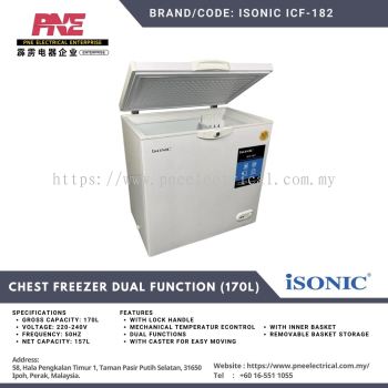 Isonic ICF-182 CHEST FREEZER DUAL FUNCTION (170L) 