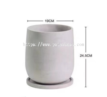 Cement Pot PC1247-19507 Personalized round cement flower pot, big belly ceramic pot, Nordic simple and breathable home European wabi-sabi style