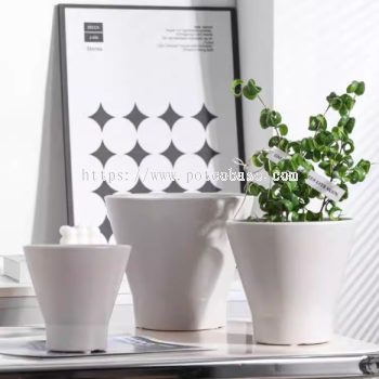 Ceramic Pot PC1247-19709 White Morandi color ceramic flower pots, green radish and succulents, desktop home planting pots, plain large, medium and small flower pots and containers set