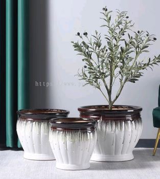 Ceramic Pot PC1247-19386-3 Floor-Standing Ceramic High Basin Simple Living Room Balcony Villa Extra Large Flower Pot