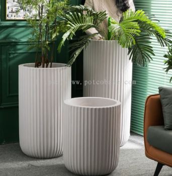 FRP Fiberglass Pot PC1247-17037 Fiberglass Planters, Indoor Outdoor Large Plant Pot For Home Patio Garden, Balcony And Home Decoration Pure White & Gray Pots Combo 玻璃钢圆形花盆创意欧式园林景观装饰花钵现代简约轻奢圆柱形花器 Pasu Bunga Bulat Gentian Kaca, Pasu Bunga Hiasan Landskap Taman Eropah Yang Kreatif, Pasu Bunga Silinder Sederhana Moden Dan Mewah Ringan