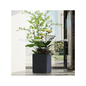 FRP Fiberglass Pot PC1247-17061 Nordic Minimalist Fiberglass Square Tall Floor-Standing Flowerpot 北欧极简玻璃钢方形高款落地花盆 Pasu Bunga Berdiri Lantai Tinggi Persegi Gentian Kaca Minimalis Nordic