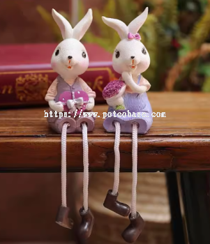 Modern Rabbit Home Decoration PC1247-31012  Wedding season, Kawaii mini rabbit with hanging legs, couple decoration decoration, gift giving, resin hanging legs doll