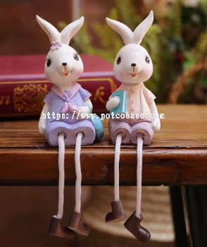 Modern Rabbit Home Decoration  PC1247-31013 Wedding season, Kawaii mini rabbit with hanging legs, couple decoration decoration, gift giving, resin hanging legs doll