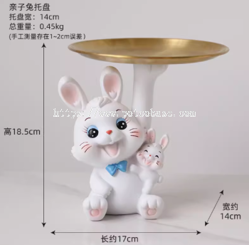 Modern home decoration PC1247-31017 Healing Cute Rabbit Entrance Tray Key Storage Ornaments Living Room Entrance TV Cabinet Home Decorations 治愈系可爱兔子进门口托盘钥匙收纳摆件客厅玄关电视柜家居装饰品 Menyembuhkan Dulang Masuk Arnab Comel Hiasan Simpanan Kunci Ruang Tamu Pintu Masuk TV Kabinet Hiasan Rumah