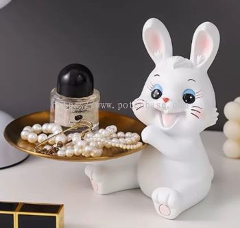 Modern home decoration PC1247-31018 Healing Cute Rabbit Entrance Tray Key Storage Ornaments Living Room Entrance TV Cabinet Home Decorations 治愈系可爱兔子进门口托盘钥匙收纳摆件客厅玄关电视柜家居装饰品 Menyembuhkan Dulang Masuk Arnab Comel Hiasan Simpanan Kunci Ruang Tamu Pintu Masuk TV Kabinet Hiasan Rumah