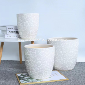 Ceramic Pot PC1247 -19336 Ceramic Flower Pots For Household High-End White Clay Balcony Living Room Flower Pots With Green Plants 陶瓷花盆家用高端白色陶土阳台客厅花盆绿植 Pasu Bunga Seramik Untuk Balkoni Tanah Liat Putih Mewah Isi Rumah Pasu Bunga Ruang Tamu Dengan Tumbuhan Hijau