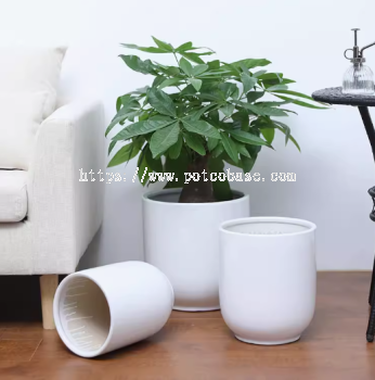 Ceramic Pot PC1247-19416-3 Ceramic flower pots, large ceramic pots, potted flowers and green plant pots, glazed white pots, simple and fashionable