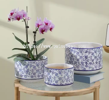 Ceramic Pot PC1247-19623 New Chinese Style Phalaenopsis Special Flower 新中式家用客厅陶瓷花盆摆件中国风青花瓷发财树兰花专用三角梅盆 Pot Blue And White Porcelain Vase Large Group Pot High-End Ceramic Household Orchid Flower Pot