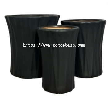 Ceramic Pot PC1247-19502-3 Simple And Versatile Matte Black Vertical Striped Diamond Pattern High Tube Extra Large Ceramic Flower Pot Floor Basin 简约百搭哑黑色竖条菱形纹高筒特大陶瓷花盆落地盆 Simple Dan Versatil Matte Hitam Berjalur Menegak Corak Rombus Tiub Tinggi Lebih Besar Besen Lantai Pasu Bunga Seramik