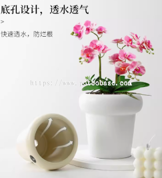 Ceramic Pot PC1247-10835 White Flower Pot Ceramic Nordic Simple Cream Style Living Room Desktop Tulip Butterfly Orchid Special Succulent Green Plant Flower Pot Ins风简约盆栽客厅花卉植物室内花盆 Ins Gaya Pasu Mudah Ruang Tamu Tanaman Bunga Dalam Pasu