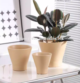 Ceramic Pot PC1247-19709 Cream Morandi color ceramic flower pots, green radish and succulents, desktop home planting pots, plain large, medium and small flower pots and containers set