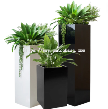 FRP Planter PC1247-17125 Square Floor-Standing Large Vase, Simple And Modern Hotel Model Room Soft Decoration, Green Plant Set, Fiberglass Flower Holder 方形落地大花瓶简约现代酒店样板间软装饰绿植套装玻璃钢花架 Pasu Besar Berdiri Lantai Persegi, Bilik Model Hotel Ringkas Dan Moden Hiasan Lembut, Set Tumbuhan Hijau, Pemegang Bunga Gentian Kaca