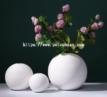 Cement Pot Nordic simple vase size round spherical white ceramic ornament model room clothing store creative decoration wholesale