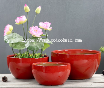 Ceramic Pot PC1247-19555 Chinese Style Chinese Style Wedding Celebration Chinese Style Extra Large Red Ceramic Flowerpot 中国风中式新婚喜庆中国风特大号红色陶瓷花盆