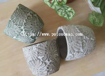 Cement Pot  PC1247-19797 Nordic Green Plant Succulent Cement Flowerpot Embossed Turtle Leaf Round Breathable Personalized Decorative Ornament Desktop Ins 北欧Ins绿植水泥花盆浮雕龟背叶圆形透气个性装饰摆件桌面 Tanaman Hijau Nordik Pasu Bunga Simen Berair Daun Penyu Timbul Bulat Boleh Bernafas Hiasan Peribadi Hiasan Desktop Ins