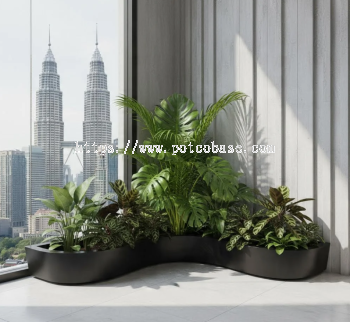 Premium Curved Fiberglass Planter for Modern Landscapes �ִ����۵ĸ߼����β����ֻ��� Penanam Gentian Kaca Lengkung Premium untuk Landskap Moden