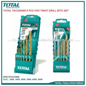 TOTAL TACSD0065 6 Pcs HSS Twist Drill Bits Set