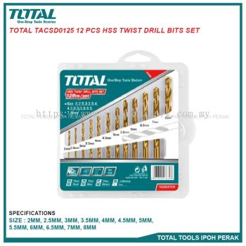 TOTAL TACSD0125 12 Pcs HSS Twist Drill Bits Set