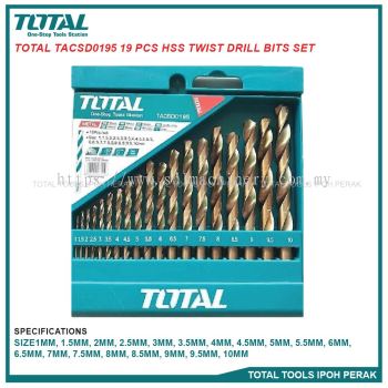 TOTAL TACSD0195 19 Pcs HSS Twist Drill Bits Set