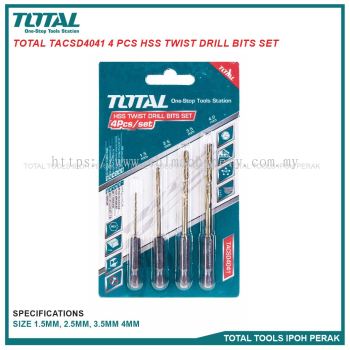 TOTAL TACSD4041 4 Pcs HSS Twist Drill Bits Set