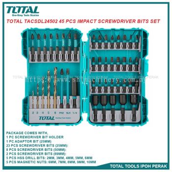 TOTAL TACSDL24502 45 Pcs Impact Screwdriver Bits Set