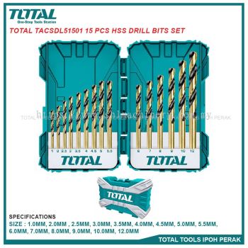 TOTAL TACSDL51501 15 Pcs HSS Drill Bits Set