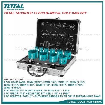 TOTAL TACSH1121 12 Pcs Bi-metal Hole Saw Set INDUSTRIAL