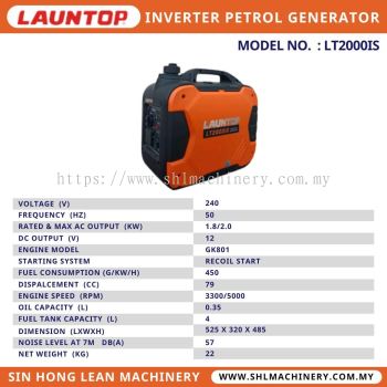 LAUNTOP LT2000IS Inverter Petrol Generator   High-Performance, Portable & Affordable Power Solution