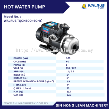 WALRUS HOT WATER PUMP TQCN800 (60Hz）
