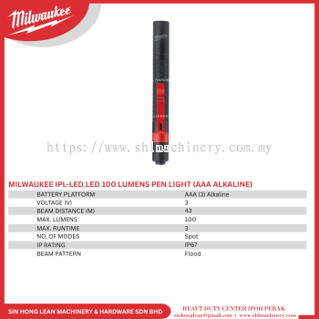 MILWAUKEE IPL-LED LED 100 LUMENS PEN LIGHT (AAA ALKALINE)
