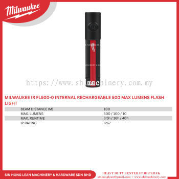 MILWAUKEE IR FL500-0 INTERNAL RECHARGEABLE 500 MAX LUMENS FLASH LIGHT