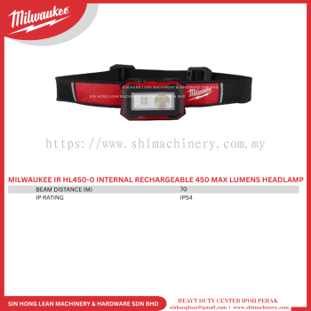 MILWAUKEE IR HL450-0 INTERNAL RECHARGEABLE 450 MAX LUMENS HEADLAMP