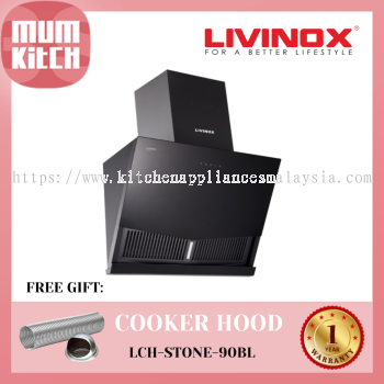 LIVINOX Cooker Hood STONE Slanted Hood 1400m3/h (LCH-STONE-90BL)