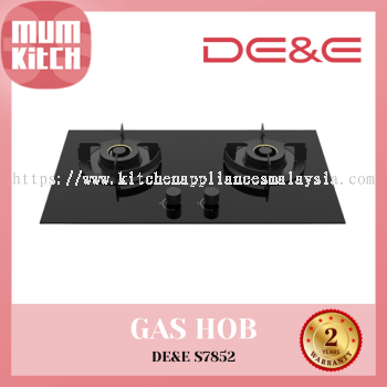 DE&E S7852 5.2kW Ultra Slim Dapur Gas Dibina Dalam Dengan 2 Pembakar