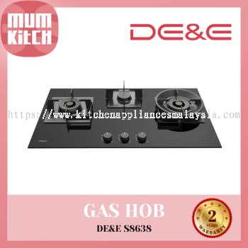 DE&E 3 Burner 5.2kw - Ultra Slim Built-in Gas Hob (S8638)