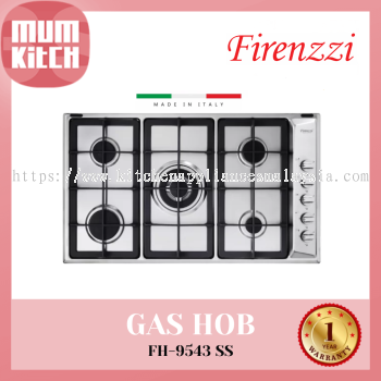 FIRENZZI 5 Burner Gas Hob - Stainless Steel Made In Italy  (FH-9543-SS)